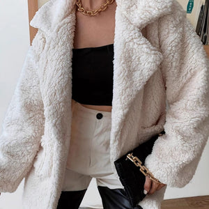 Fuzzy Open Front Long Sleeve Coat