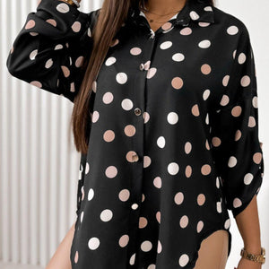 Printed Collared Neck Roll-Tab Sleeve Shirt