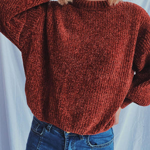 Round Neck Dropped Shoulder Long Sleeve Sweater