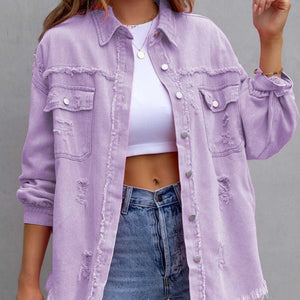 Distressed Drop Shoulder Denim Jacket