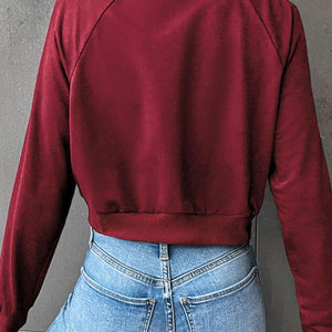 Perfee Raglan Sleeve Round Neck Cropped Sweatshirt