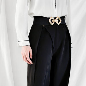 Geometric Buckle Elastic Wide Belt