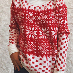 Snowflake Pattern Long Sleeve Sweater