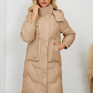 Long Sleeve Longline Hooded Winter Coat