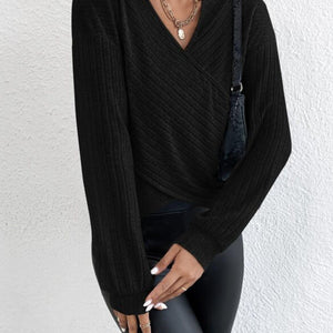 Surplice Dropped Shoulder Long Sleeve T-Shirt