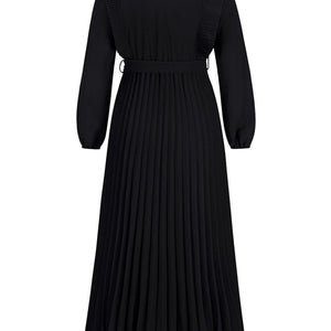 Pleated Surplice Tie Waist Maxi Dress