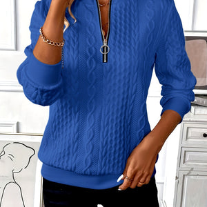 Texture Half Zip Long Sleeve Sweatshirt