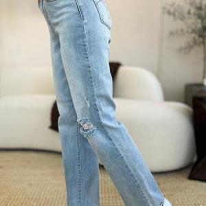 Judy Blue Full Size High Waist Distressed Straight Jeans