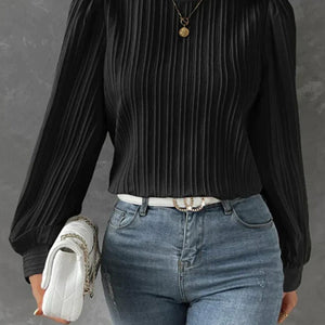 Round Neck Long Sleeve Blouse