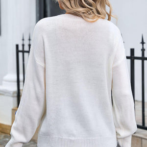 Angel Wings Crochet Flower Round Neck Sweater