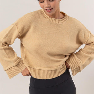 HYFVE Round Neck Dropped Shoulder Ribbed Sweater