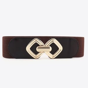 Geometric Buckle Elastic Wide Belt