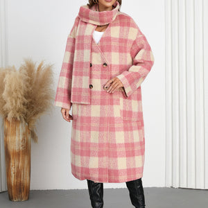 Plaid Button Up Long Sleeve Coat