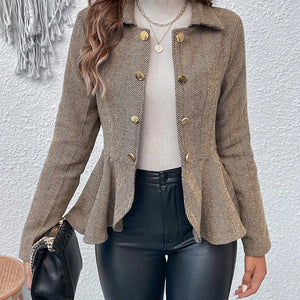 Ruffle Hem Collared Blazer