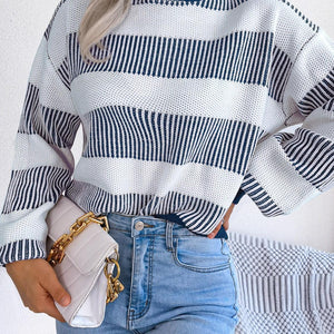 Striped Turtleneck Long Sleeve Sweater