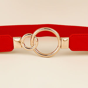 Double Ring Buckle Elastic PU Belt