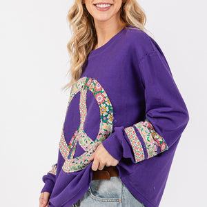 SAGE+FIG Peace Applique Patch Long Sleeve Top