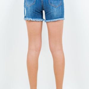 American Bazi High Waist Distressed Frayed Denim Shorts