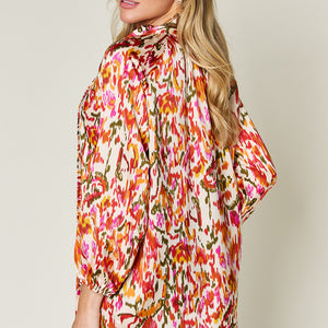 Double Take Full Size Printed Button Up Long Sleeve Shirt