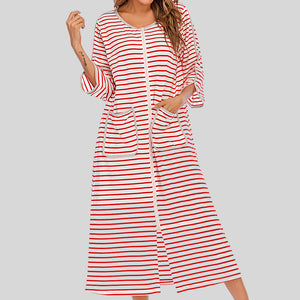 Round Neck Three-Quarter Sleeve Midi Night Dress