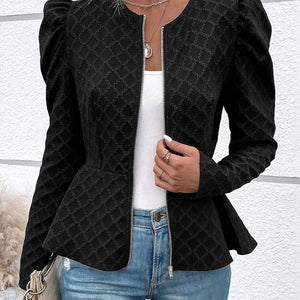 Zip Up Puff Sleeve Jacket