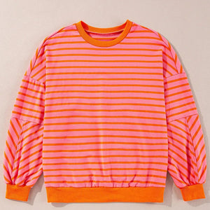 Striped Dropped Shoulder Long Sleeve Sweatshirt