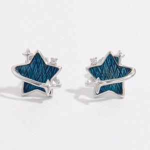 925 Sterling Silver Zircon Star Earrings