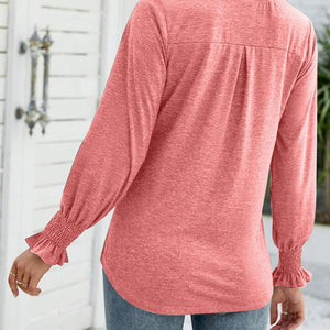 Full Size Notched Long Sleeve T-Shirt