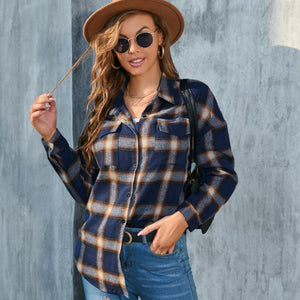 Full Size Plaid Button Up Pocketed Shirt