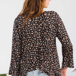 Celeste Full Size Floral Ruffle Detail Top