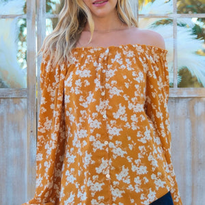 Hailey & Co Floral Off-Shoulder Balloon Sleeve Blouse