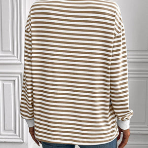 Ivy Lane Striped Round Neck Long Sleeve Sweatshirt