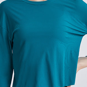 Round Neck Dropped Shoulder Active T-Shirt