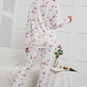 Flamingo Long Sleeve Top and Pants Lounge Set