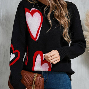 Angel Wings Heart Round Neck Long Sleeve Sweater