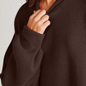 Double Take Side Slit Round Neck Long Sleeve Sweater