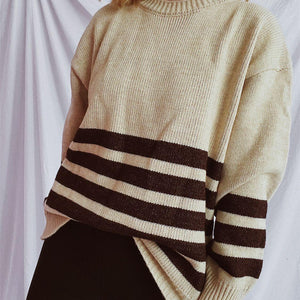 Striped Dropped Shoulder Long Sleeve Sweater