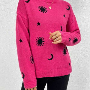 Patterned Drop Shoulder Sweater