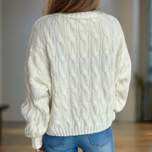 Cable-Knit Turtleneck Long Sleeve Sweater