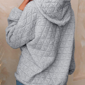 Textured Long Sleeve Hoodie with Pockets