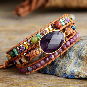 Triple-Layer Amethyst Bracelet