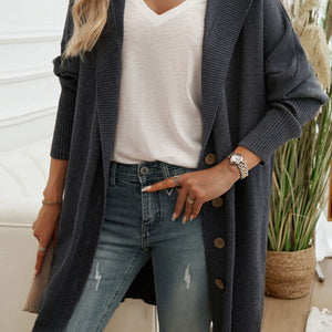 Devine Button Up Long Sleeve Hooded Cardigan