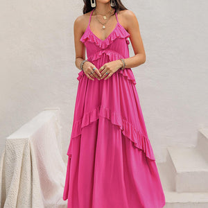 Ruffled Halter Neck Maxi Dress