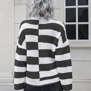 Two-Tone Dropped Shoulder Sweater