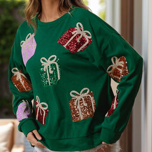 Sequin Gift Box Long Sleeve Sweatshirt