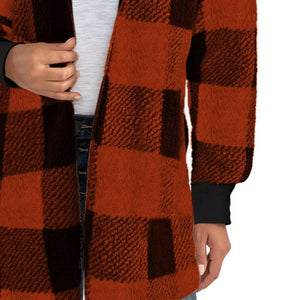 Plaid Long Sleeve Hooded Coat