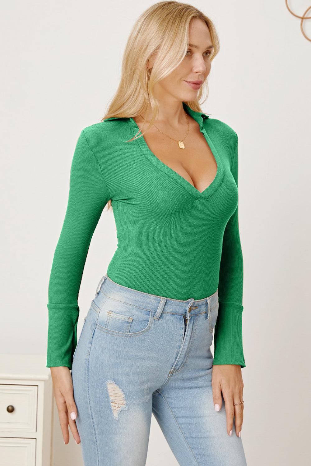 V-Neck Long Sleeve Bodysuit