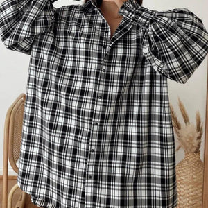 Plaid Lantern Sleeve Shirt