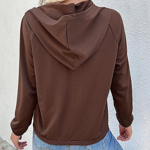 Perfee Half-Button Raglan Sleeve Hoodie