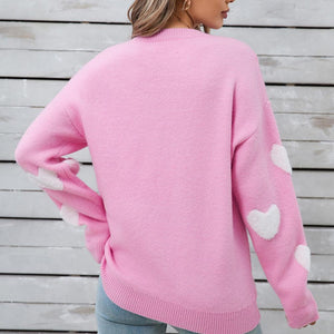 Angel Wings Heart Round Neck Long Sleeve Sweater